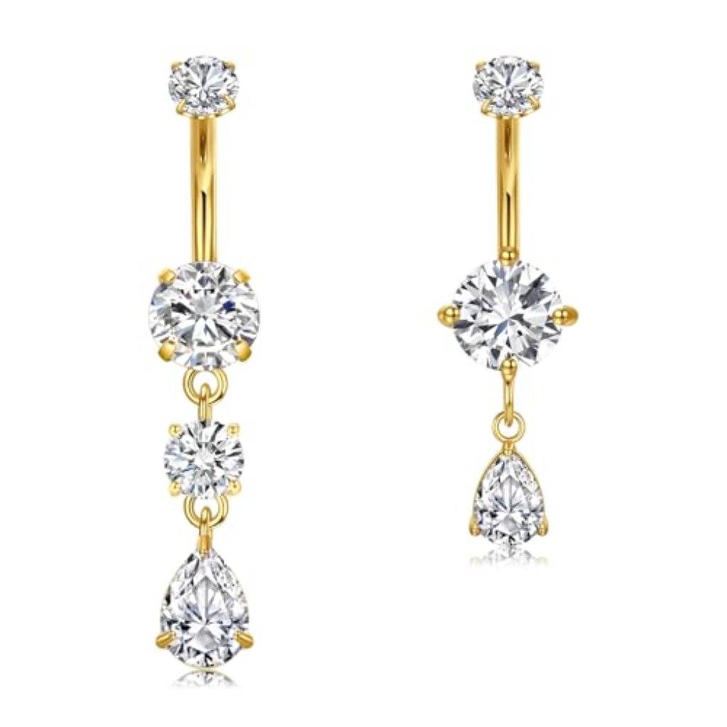 Belly Button Ring Clear Cz Dangle Belly Button Piercing Belly Rings Dangle Belly